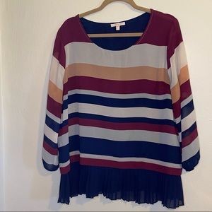 Skies are Blue pleated peplum blouse